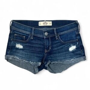 Vintage Y2K Hollister Micro Mini Denim Short-Shorts‎ Low Rise Cuffed Women 5/W27